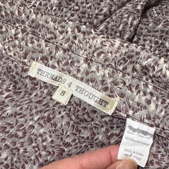 Threads 4 Thought Grey Brown Sheer Long Sleeve High-Low Oversized Blouse Size S - Picture 4 of 5